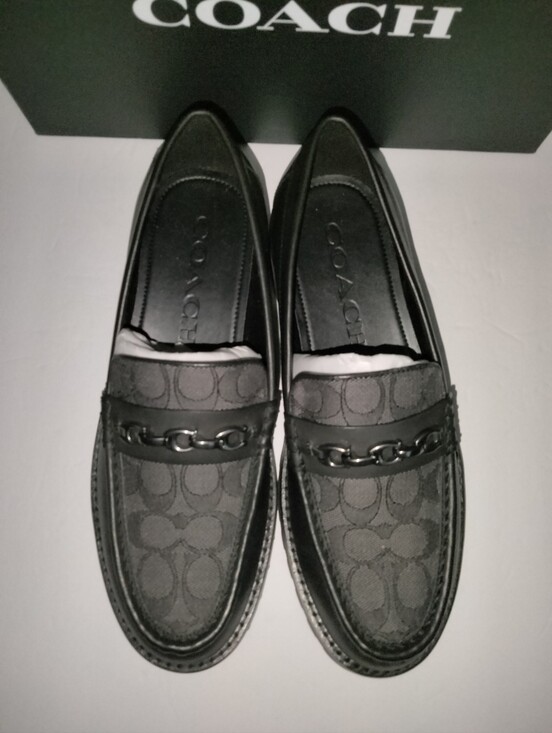 Coach (Sz 8.5D) Men\'s Black Brooks Signature Jacquard Canvas Chain-Trim Loafers main image 4